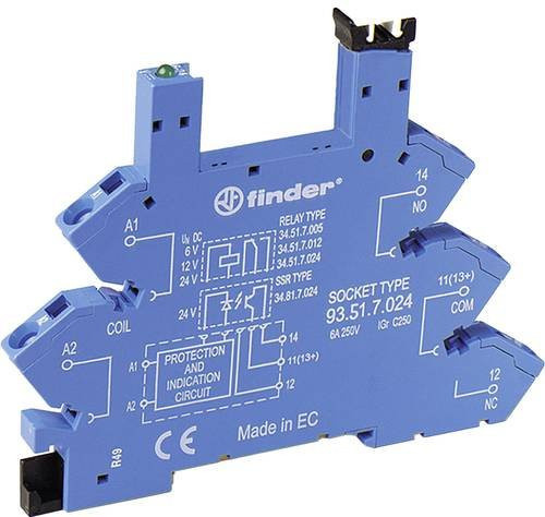 Finder Relaissockel 93.51.0.024.0 in Schwarz und Blau, B/T/H: 6,2 x 7,6 x 9,36 cm - Bild 1