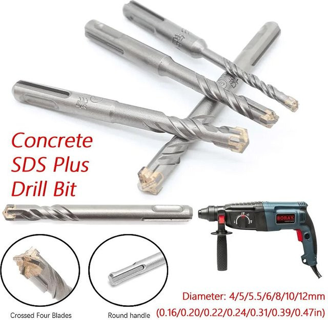 Schneider Electric SDS Plus Betonbohrer mit Kreuzspitzen und 4 Schärfern in Silber - Bild 1
