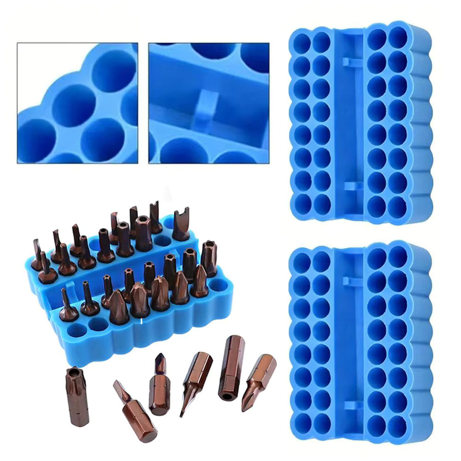 Silikon Bits-Halter für 32 Sechskantschaft Schraubendreher-Bits in Blau - Bild 4