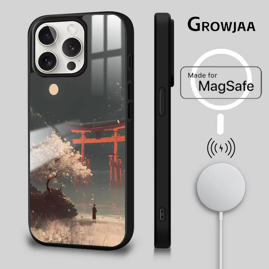 Japan Retro Lucky Torii Handyhülle mit Spiegel und MagSafe für iPhone 17 16 15 14 13 12 11 Pro Max Plus Mini, Mehrfarbig - Bild 2