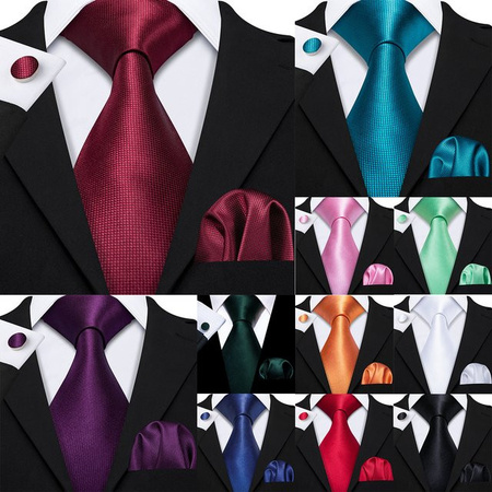 Barry.Wang Herren-Set, Krawatte, Einstecktuch, Manschettenknöpfe, Jacquard, Türkis, Pink, Mint, Orange, Weiß