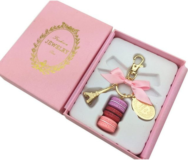 Weikesi Schlüsselanhänger, Schleife, Macaron, Eiffelturm, pink, Damen - Bild 1