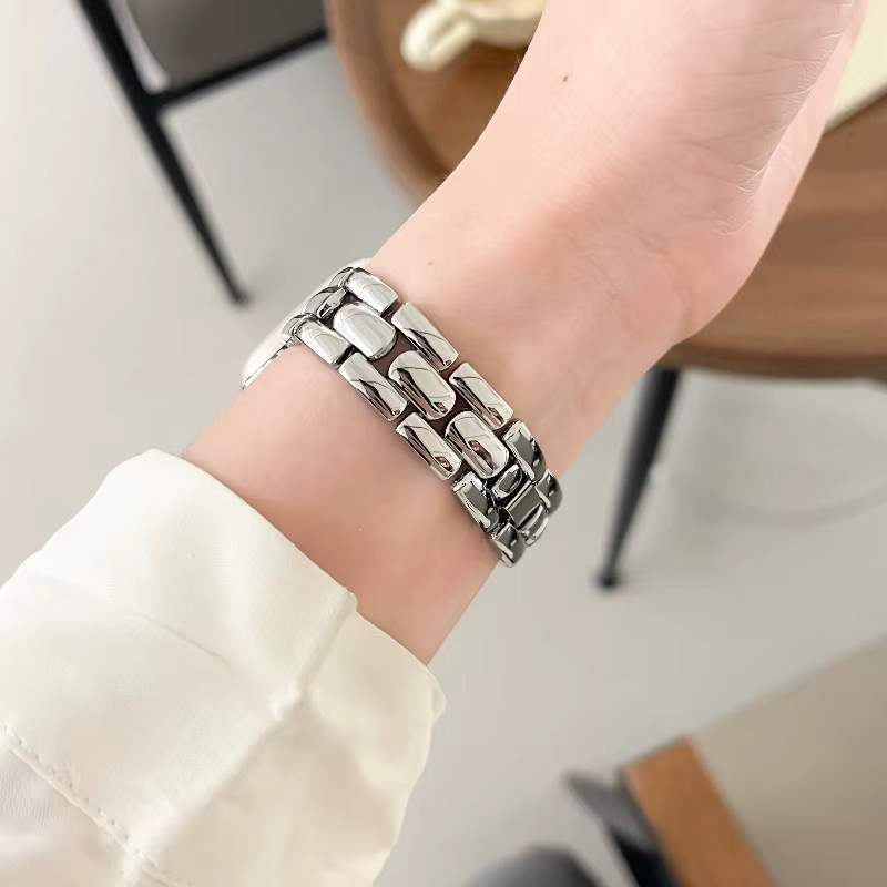TINUORA Uhrenarmband Edelstahl, Perle, Silber, Unisex - Bild 3