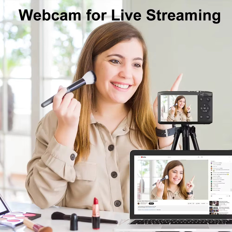 Ourlife 5K Digitalkamera mit 72MP, 2,8 Zoll LCD-Bildschirm, 16-fachem Digitalzoom und wiederaufladbarem Akku für Vintage-Fotografie und Vlogs in Pink oder Black - Bild 6