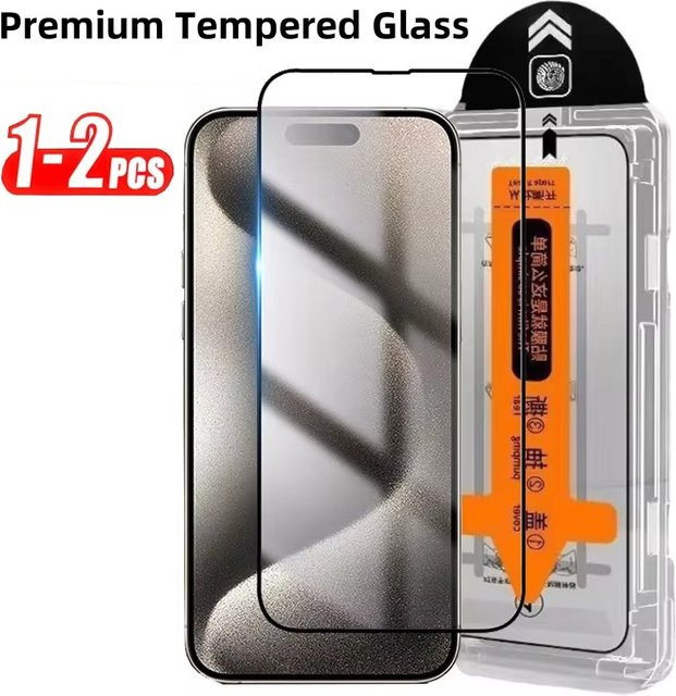 Displayschutzfolie aus gehärtetem Glas für iPhone 16 15 14 13 12 11 Pro Max X XR XS transparent - Bild 1
