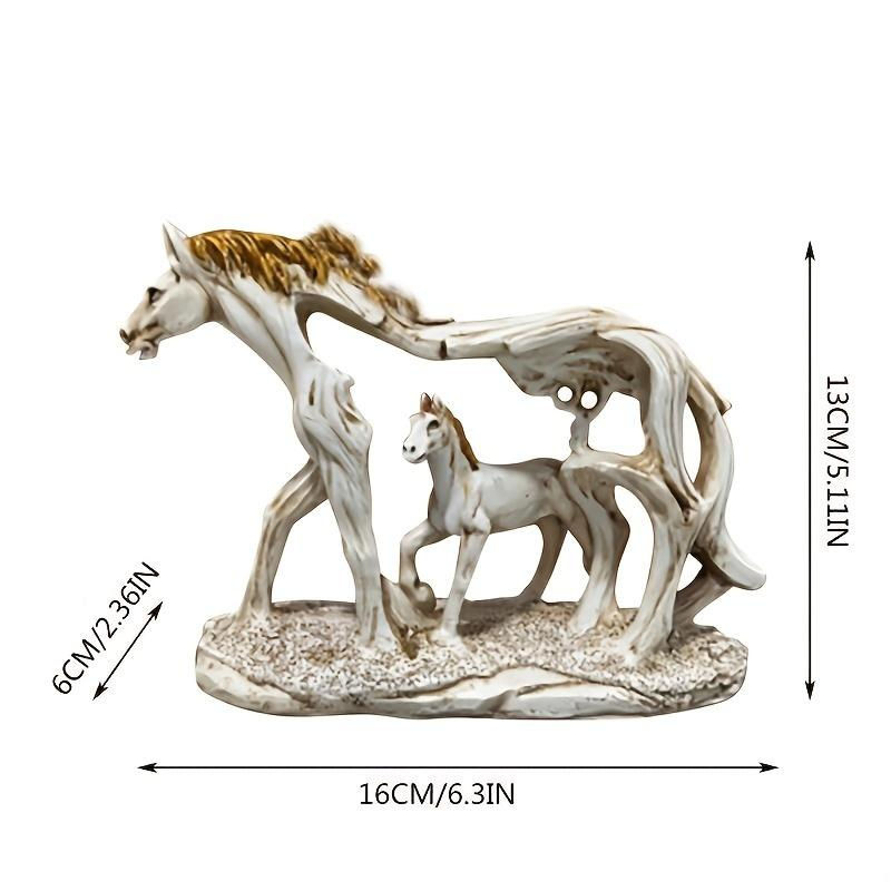 SZ-Damai Feng-Shui Pferde-Ornament aus Kunstharz in Weiß als dekorative galoppierende Pferdestatue - Bild 3