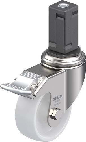 Blickle Lenkrolle mit Feststeller 853536 LKRXA-PO 80G-11-FI-EXV15 in Weiß aus Edelstahl mit 80 mm Rad-Durchmesser und 120 kg Tragfähigkeit - Bild 1