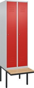 C+P Spind Classic PLUS Garderobenschrank mit Sitzbank, 2 Abteile, Zylinderschloss und 3 Garderobenhaken, B/T/H: 212,0 x 60,0 x 81,5 cm - Bild 1
