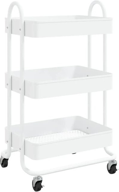 vidaXL 3-Etagen-Rollwagen aus Stahl in Weiß, B/T/H: 43 x 34 x 79 cm - Bild 1