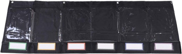 KaiSai Hausaufgaben-Aufbewahrungstasche mit 6 Fächern als Wand-Ablage-Organizer für die Schule in Schwarz und Transparent - Bild 1