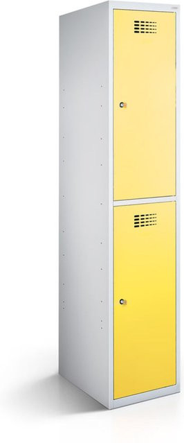 rotstahl Garderobenspind mit 2 Türen in Gelb und lichtgrauem Korpus, B/T/H: 40 x 50 x 180 cm - Bild 1