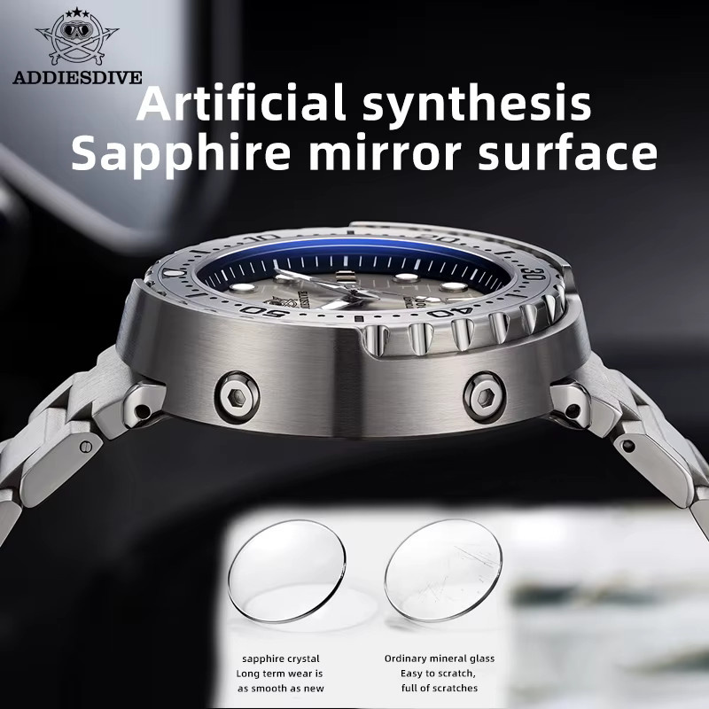 ADDIESDIVE Armbanduhr, Automatik, Edelstahl, Saphirglas, Silber, Herren - Bild 5