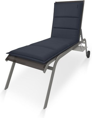 DOPPLER Auflage City blau mit Uni-Muster für Gartenliegen, B/L: 60 x 195 cm - Bild 1