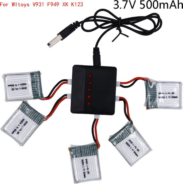 jiaojiren LiPo-Akku mit 5-in-1-Ladegerät für RC Hubschrauber Drohne 5-teiliges Set - Bild 1