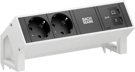Bachmann DESK2 Tischsteckdose mit 2x CEE7/3 und 1x USB-C in Weiß - Bild 1