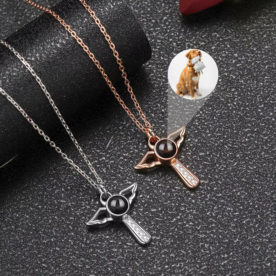 ES ETHSHINE Halskette mit Foto-Kreuz-Anhänger, 925 Silber, Damen - Bild 1