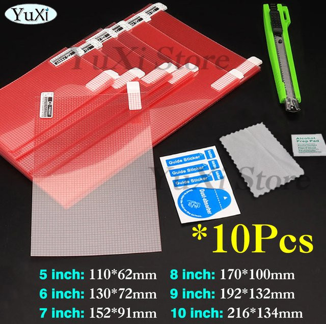10 Stück YuXi Universal Displayschutzfolie für Telefon, Tablet und GPS, HD klar, transparent, passend für 5 bis 10 Zoll - Bild 1