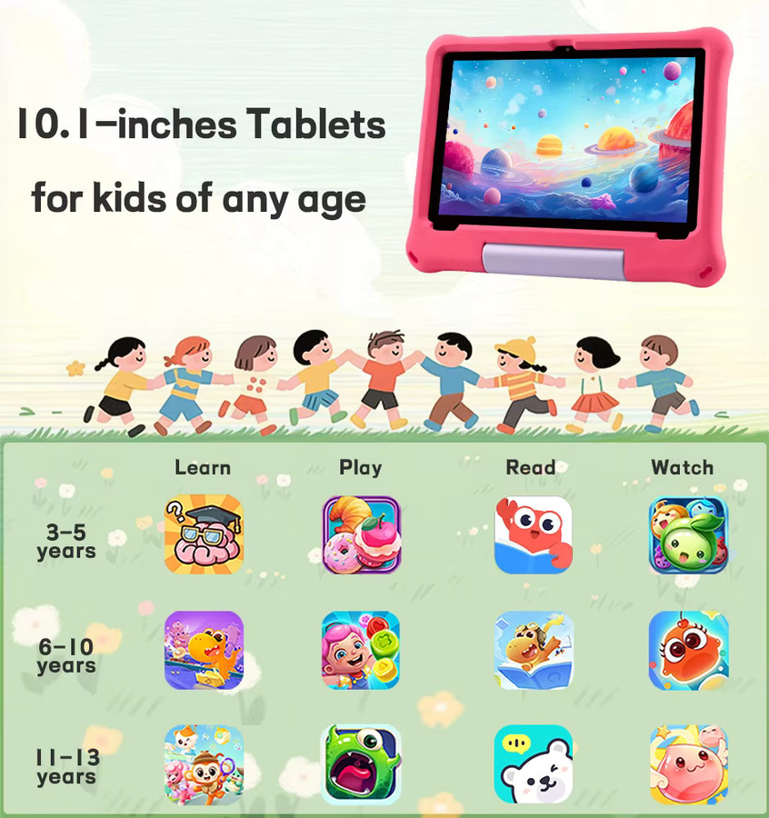 Paitanry Android 15 Tablet mit 10,1 Zoll HD Touchscreen, Octa-Core, 8GB RAM, 64GB ROM und 5000mAh Akku, Kinder-Lerntablet mit WLAN in Blau oder Pink - Bild 5