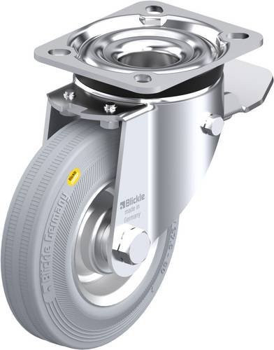 Blickle Lenkrolle LK-RD 125R-1-ST-VLI mit Feststeller in Silber und Grau, Rad-Durchmesser: 125 mm, Tragfähigkeit: 120 kg - Bild 1