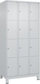 C+P Schließfachschrank Classic PLUS mit 3 Abteilen und Füßen, Farbe Lichtgrau, B/T/H: 90 x 50 x 195 cm - Bild 1