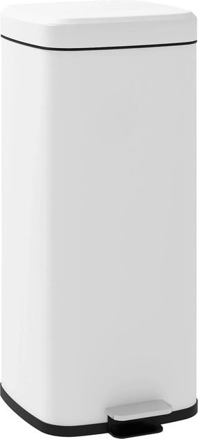 HOMCOM Treteimer Mülleimer mit Deckel und Inneneimer aus Metall und Kunststoff, Weiß, 30L, B/T/H: 35,0 x 28,0 x 63,5 cm - Bild 1