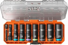 Klein Tools KNECT Lang-Stecknuss-Set 3/8 Zoll metrisch, 9-teilig, orange - Bild 1