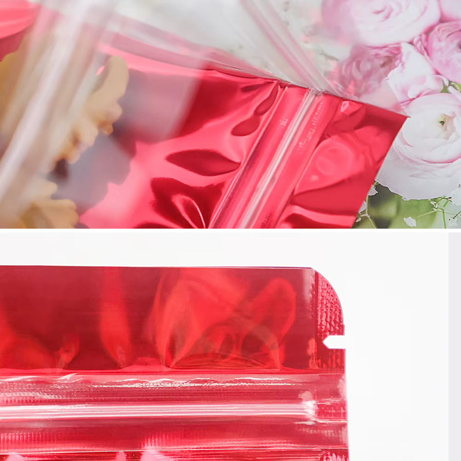 100 Stück Transparente Standbeutel mit Pressverschluss, Feuchtigkeitsbeständige Kunststoff-Verpackungsbeutel in Gold für Haferflocken und Kekse - Bild 2