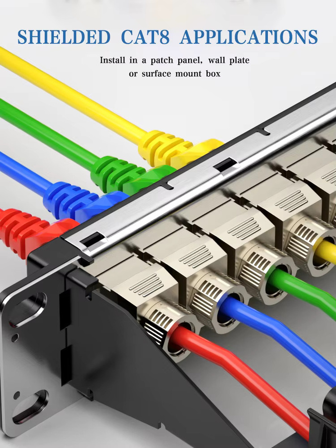 ZoeRax 2 Stück RJ45 Keystone Jack Set Cat8 Cat7 Cat6A STP Ethernet LAN Module aus Zinklegierung in Silber mit 40 Gbit/s - Bild 3