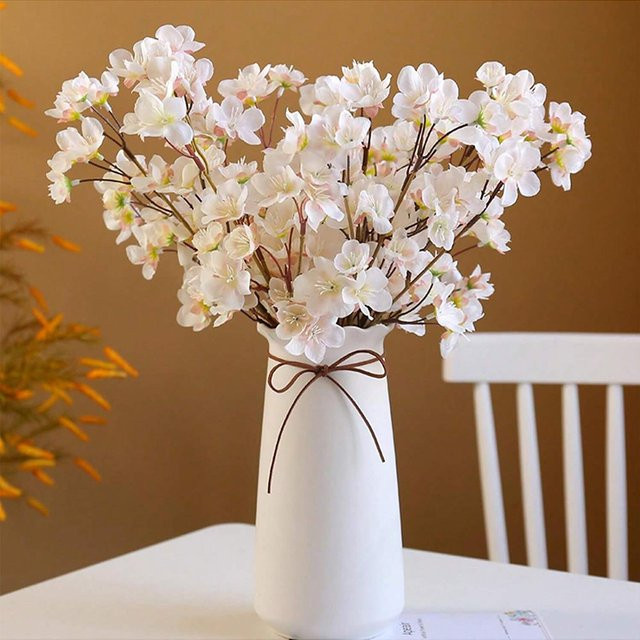 Künstliche Pfirsichblüten aus Seide in Pink und Weiß für deine Frühlingsdekoration, Hochzeiten oder Gartenpartys - Bild 1
