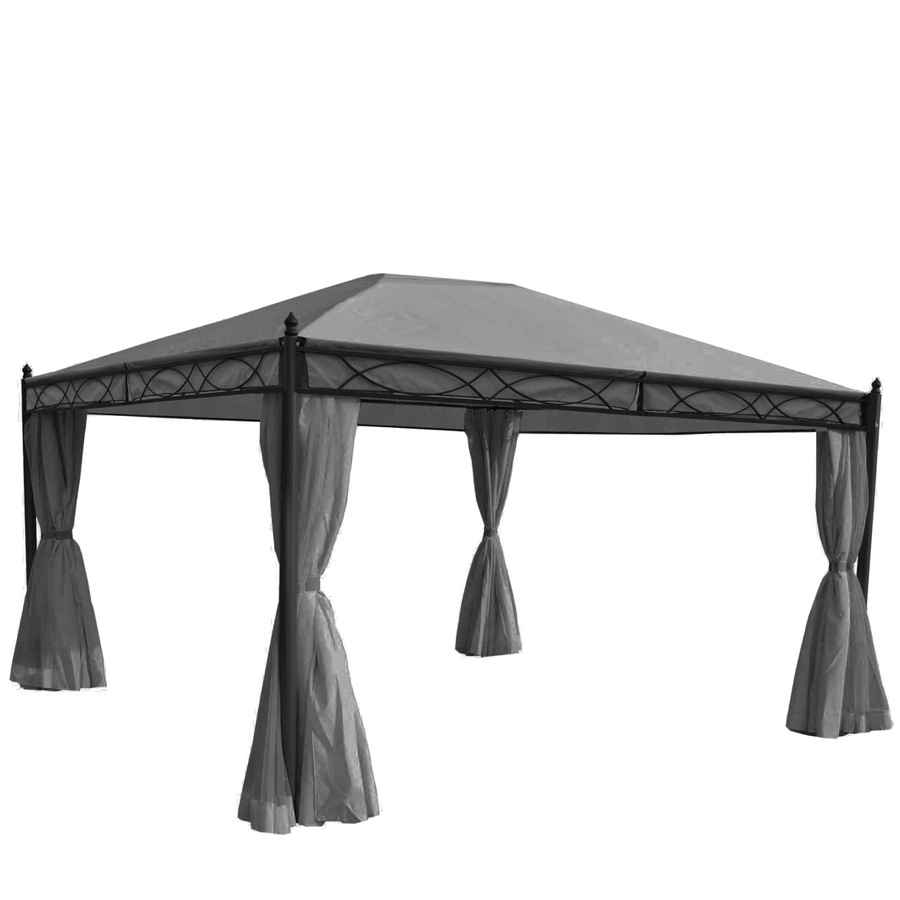 MCW Pergola Calpe Garten Pavillon Grau B x T: 4 x 3 m mit Seitenwand und Moskitonetz - Bild 3