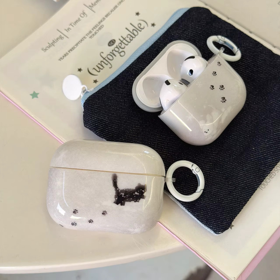 Glänzende AirPods Pro Schutzhülle mit schwarzem Katzen- und Pfotenmuster für Apple AirPods Pro 2 3 4 - Bild 3