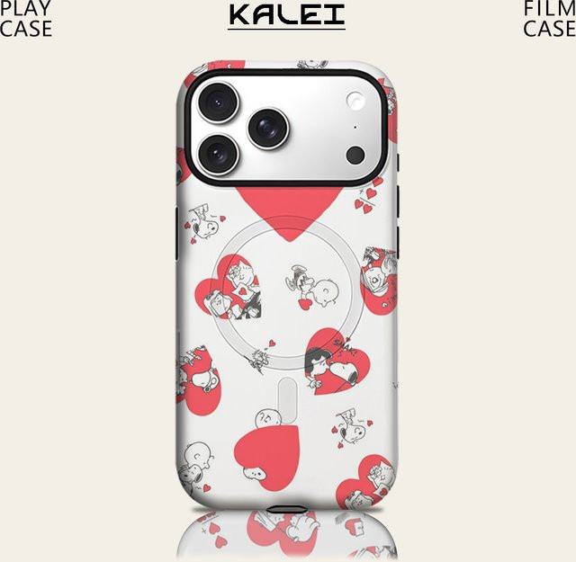 Potdemiel Snoopy Herz Liebe Handyhülle für iPhone 17 16 15 14 13 Pro Max Plus, Robuste Magnetische Einzel- und Doppelschicht Hülle, Weiß - Bild 1