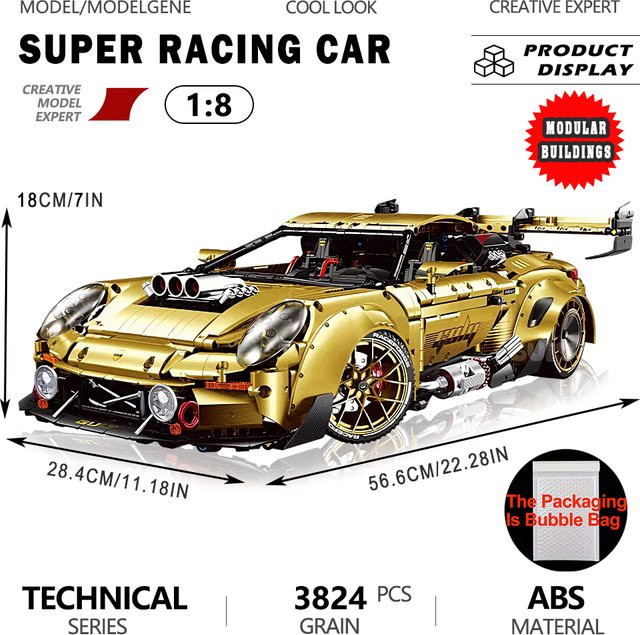 Baoshijie Super Racing Auto Modell, Bausteine, Maßstab 1:8 - Bild 1