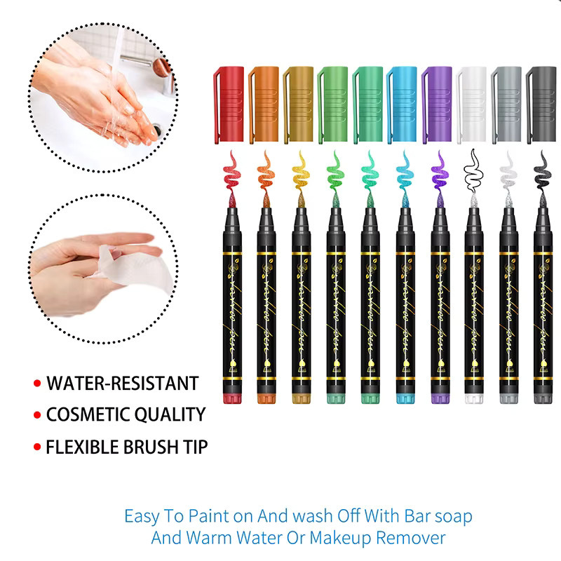 Kolorowys Temporäre Tattoo-Marker, 10 Farben, Set, Bunt / Mehrfarbig - Bild 5
