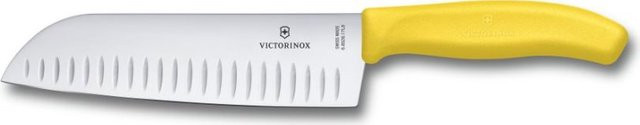 Victorinox SwissClassic Santoku Messer aus Edelstahl und Kunststoff in Gelb - Bild 1