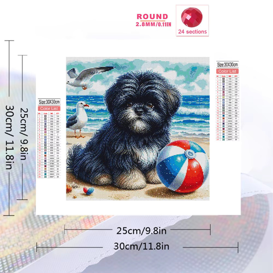 EverShine Diamant-Gemälde Hund und Taube als Mosaik-Strass-Stickerei in Multicolour, B/B/H: 20 x 20 x 20 cm - Bild 2