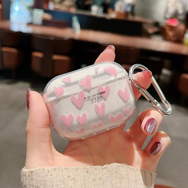 Rosa Liebesring Kopfhörerhülle für Apple AirPods Pro 2nd Generation aus weichem, mattem TPU inklusive Schlüsselanhänger - Bild 1