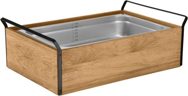 VEGA Buffet-Kühltablett Esino hoch GN 1/1 aus Edelstahl in Eiche, Schwarz und Edelstahl, B/T/H: 38,6 x 61,9 x 20,9 cm - Bild 1