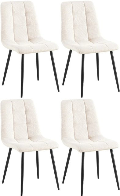 4er Set Esszimmerstühle DELUKE FIGAD in Creme mit Cord-Bezug und Steppmuster, B/T/H: 45 x 55 x 84 cm - Bild 1