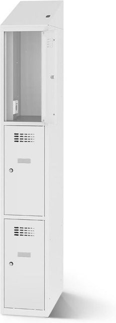 rotstahl Fächerschrank mit Ladefunktion und 3 Fächern in Hellgrau, B: 30 cm, H: 200 cm - Bild 1