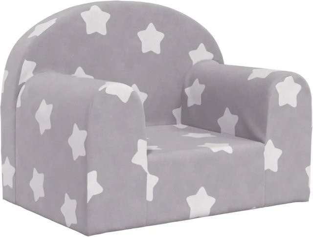 vidaXL Kindersofa Hellgrau mit Sternen aus weichem Plüsch B: 52 cm, T: 40 cm, H: 34 cm - Bild 1