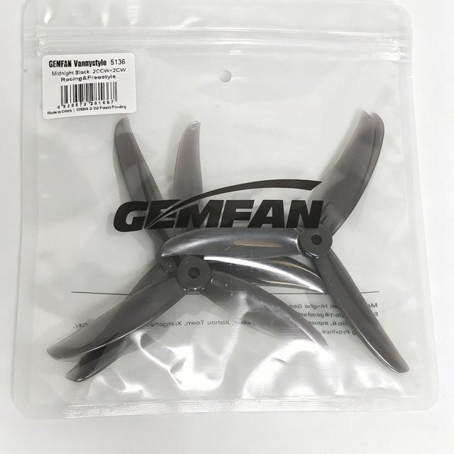Gemfan VANOVER 5136 5,1 Zoll 3-Blatt Propeller für FPV Freestyle Racing Drohnen in Schwarz, 2 Paar - Bild 1