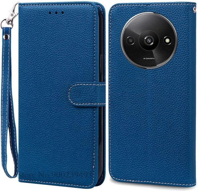 Xiaomi Redmi A3 Leder-Brieftasche Flip-Hülle in Blau - Bild 1