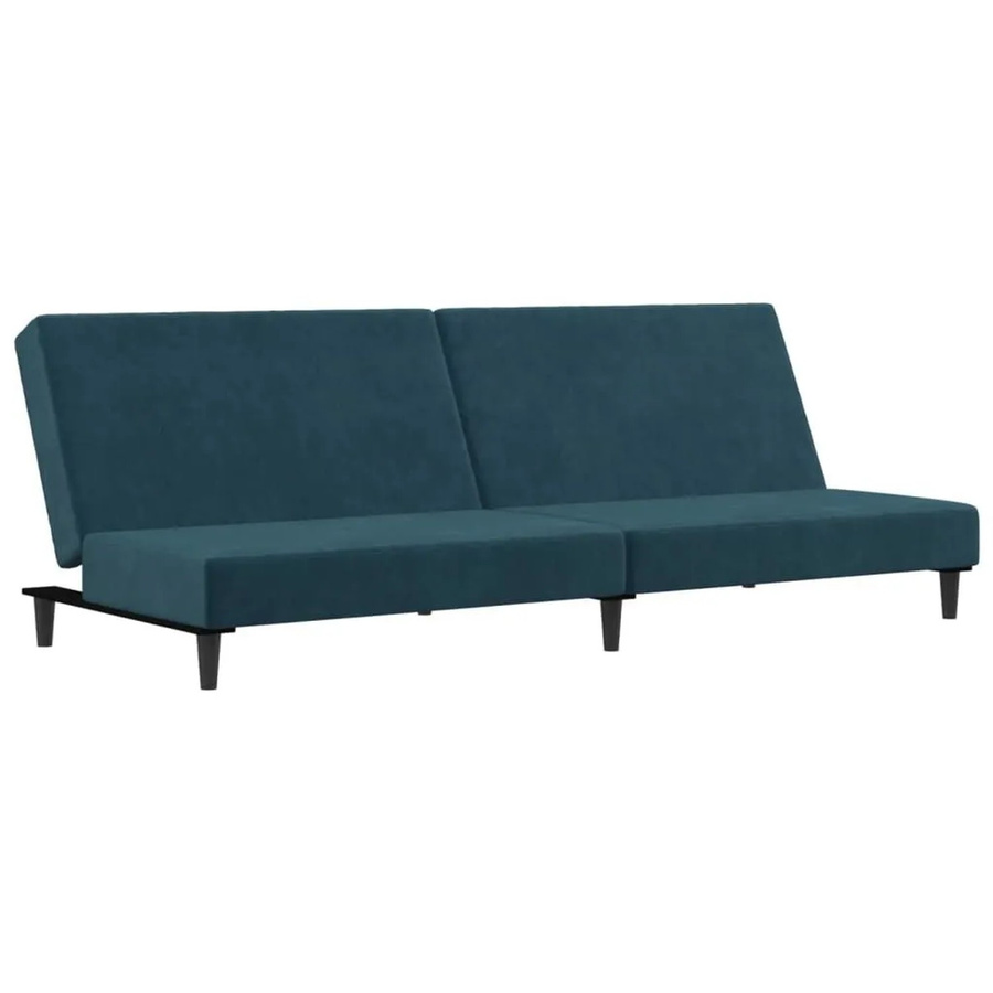 vidaXL Schlafsofa 2-Sitzer Click-Clack in Blau mit Samtbezug und Massivholzrahmen - Bild 2