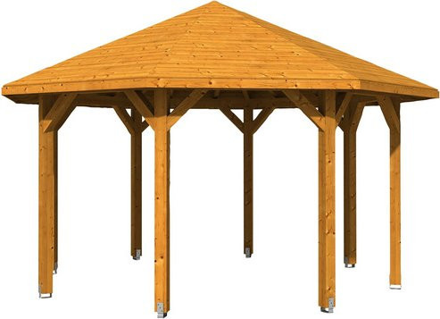 Skan Holz Pavillon Nice 2 mit Zeltdach aus Leimholz in Eiche hell und Beige, B/T/H: 484 x 484 x 330 cm - Bild 3