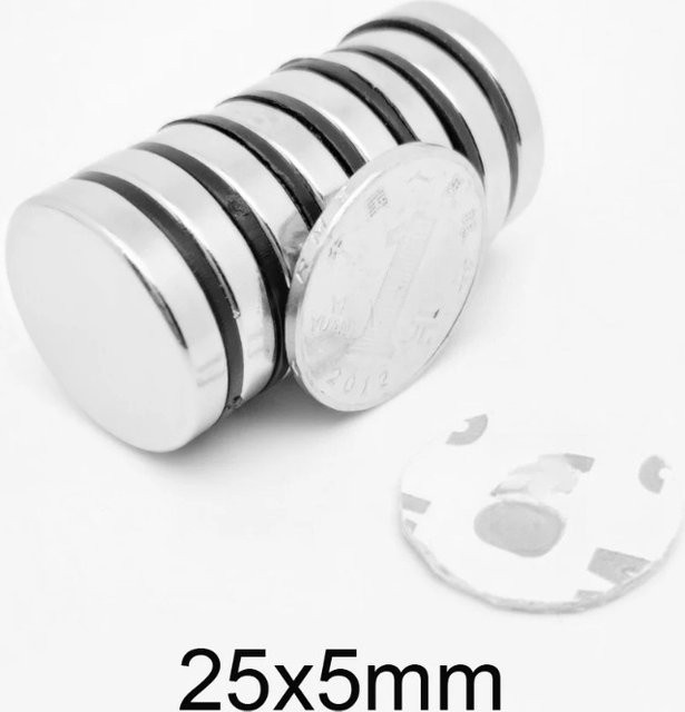 25 Stück runde Magnete in Silber mit doppelseitigem Klebeband, Durchmesser: 25 mm, Höhe: 5 mm - Bild 1