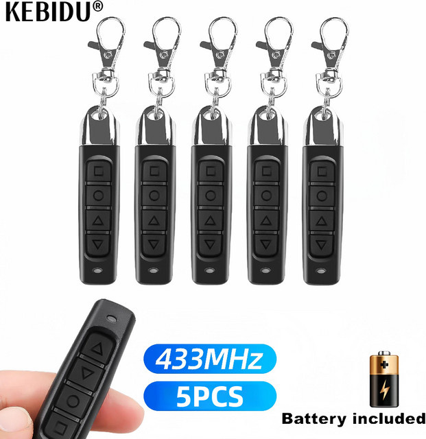 KEBIDU 5er Set 433MHz Kopier-Fernbedienung für elektrische Garagentore und Türöffner, Wireless Duplizierer Klon-Sender, Schwarz - Bild 1