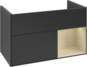 V&B Waschtischunterschrank Finion Regale Rechts, Schwarz Matt Lack, Breite: 59,1 cm, Höhe: 49,8 cm, Tiefe: 59,1 cm - Bild 1