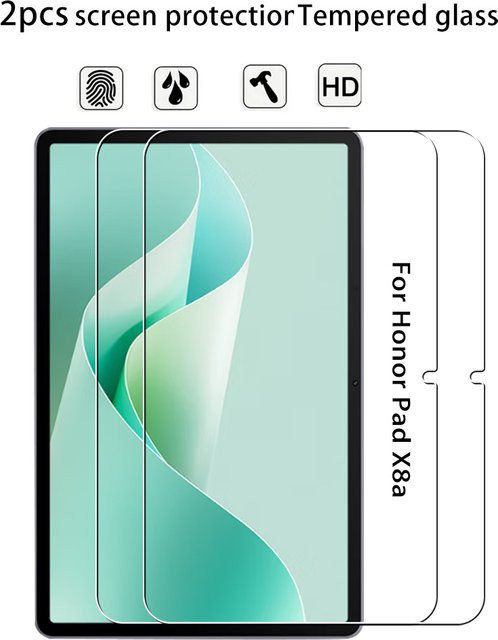 2er-Pack Displayschutzfolie aus gehärtetem Glas für Honor Pad X8a 11 Zoll 2024, transparent - Bild 1