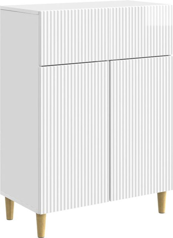 vidaXL Sideboard in Hochglanz Weiß aus Holzwerkstoff, Modernes Design, B/T/H: 66 x 34,5 x 90 cm - Bild 1